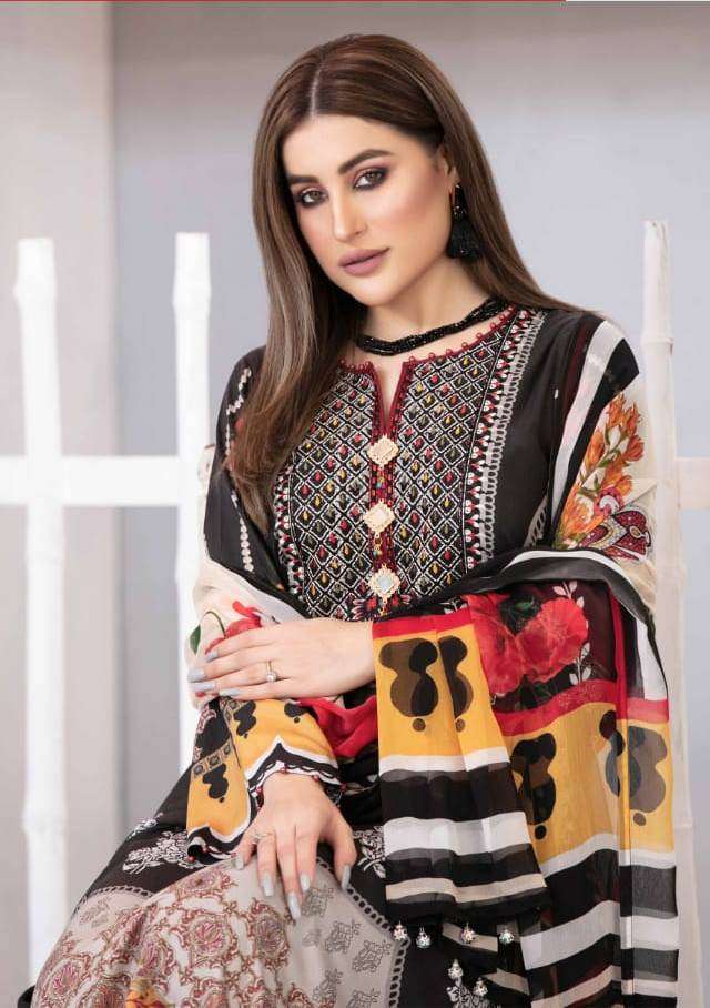 TAWAKLAL BY AGHA NOOR 1001 TO 1010 SERIES JAM SATIN COTTON DRESSES