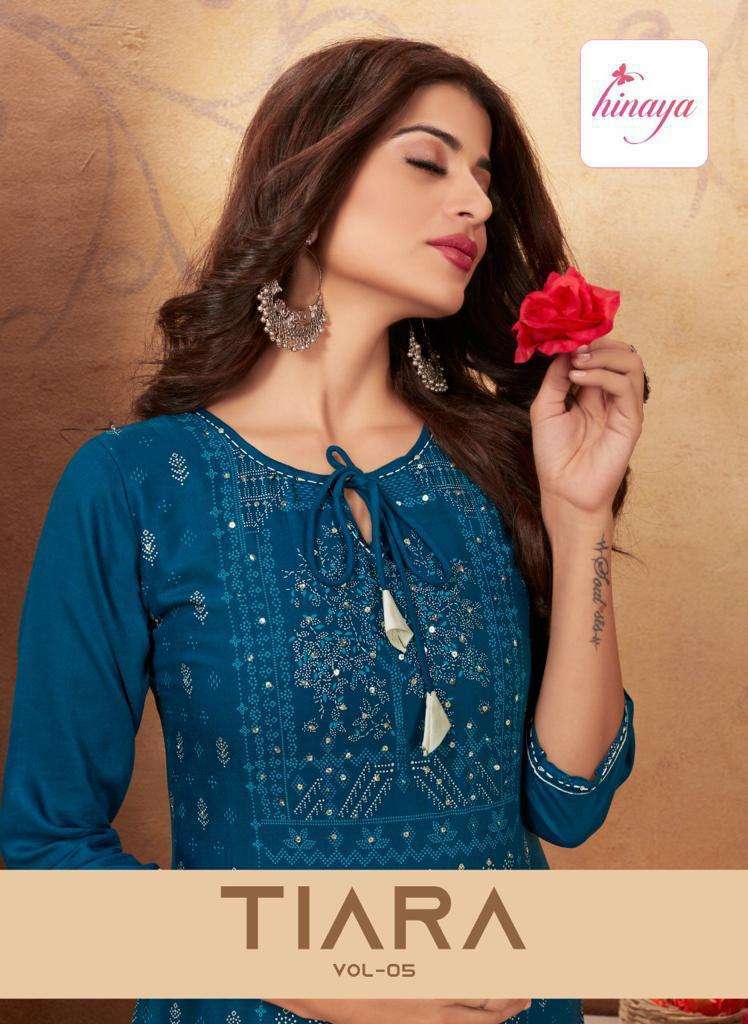 TIARA VOL-5 BY ASLIWHOLESALE 5001 TO 5008 SERIES DESIGNER RAYON KURTIS