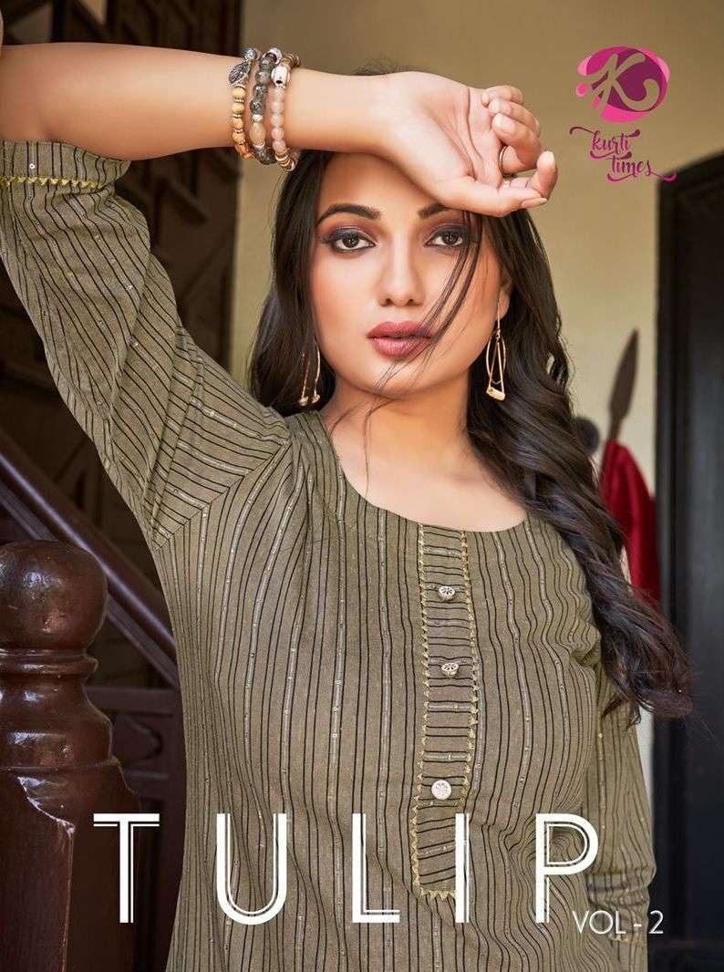 TULIP VOL-2 BY KURTI TIMES 3006 TO 3010 SERIES PRINTED COTTON KURTIS