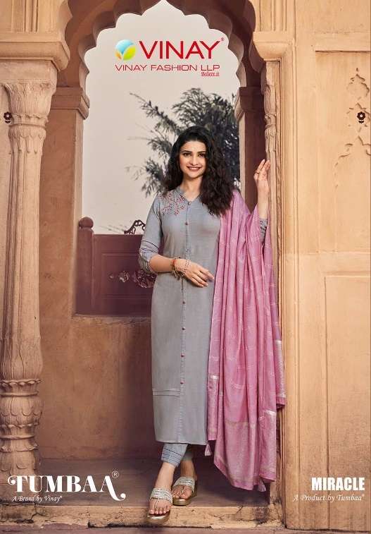 TUMBAA MIRACLE BY VINAY FASHION 39211 TO 39218 SERIES VISCOSE MELANGE DRESSES