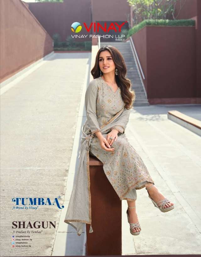 TUMBAA SHAGUN BY VINAY FASHION 39661 TO 39668 SERIES VISCOSE DOLA JACQUARD DRESSES