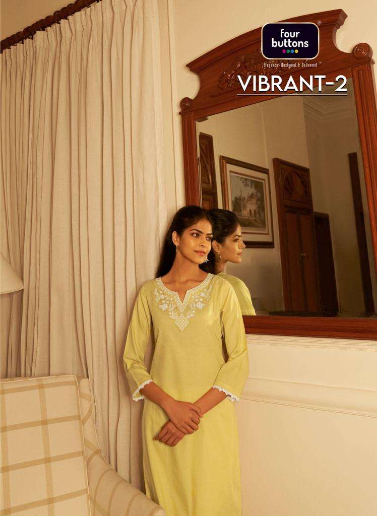 VIBRANT VOL-2 BY FOUR BOTTONS 1671 TO 1676 SERIES DESIGNER COTTON KURTIS WITH PANTS