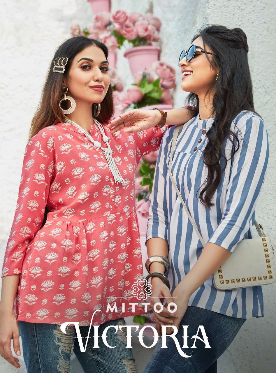 VICTORIA BY MITTOO 5001 TO 5006 SERIES RAYON PRINTED TOPS