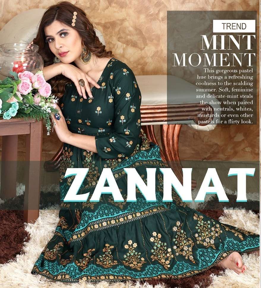 ZANNAT BY ASLIWHOLESALE 111 TO 118 SERIES DESIGNER RAYON GOWNS