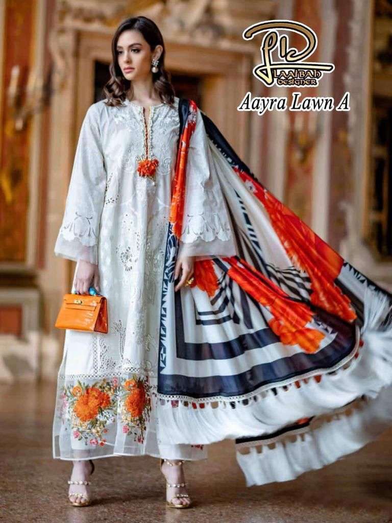 AAYRA LAWN A BY LAAIBAH DESIGNER HEAVY COTTON PAKISTANI DRESS