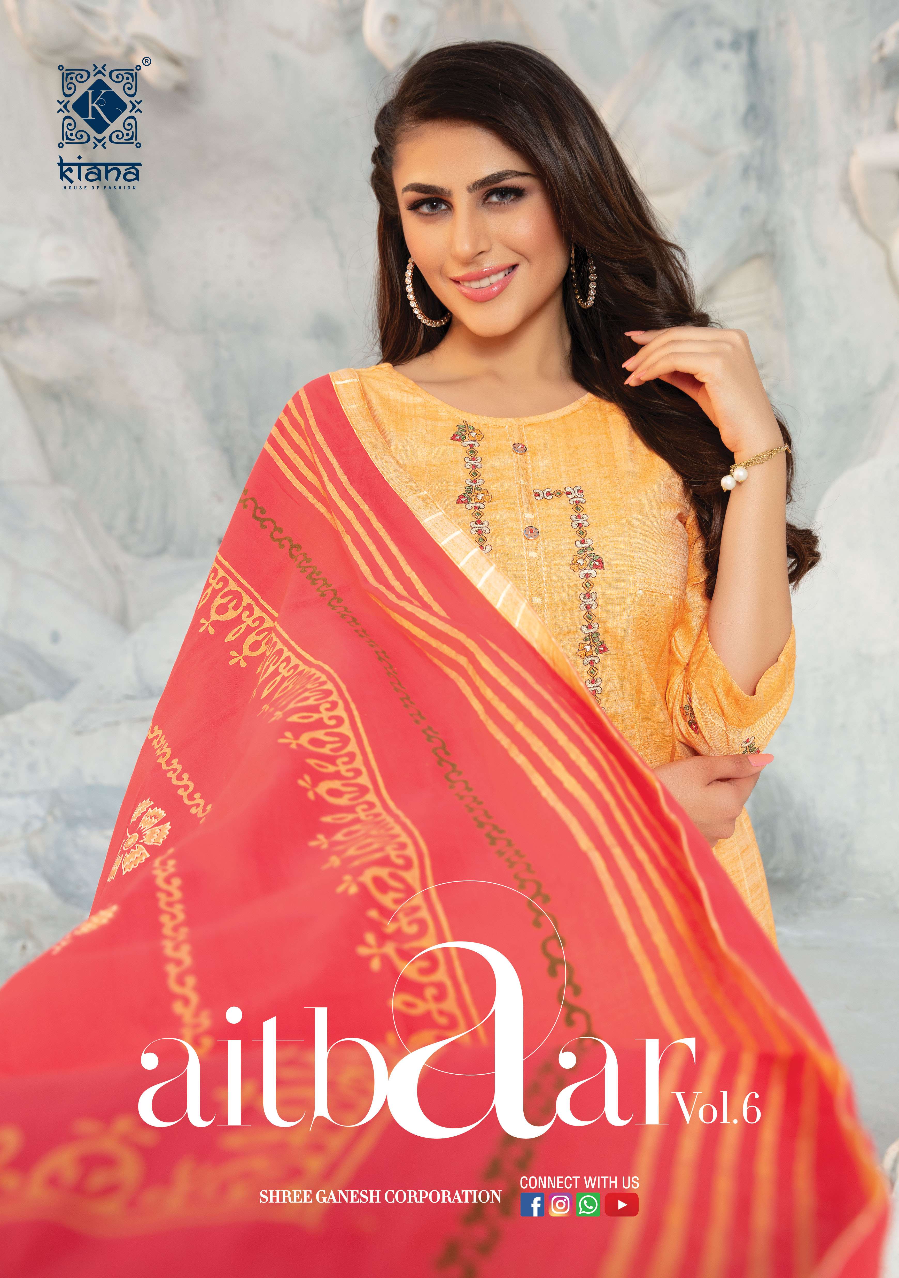 AITBAAR VOL-6 BY KIANA 601 TO 606 SERIES DESIGNER RAYON DRESSES