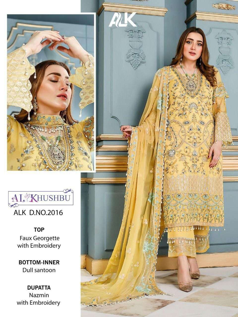 ALK 2016 HIT DESIGN BY AL KHUSHBU GEORGETTE EMBROIDERED DRESSES