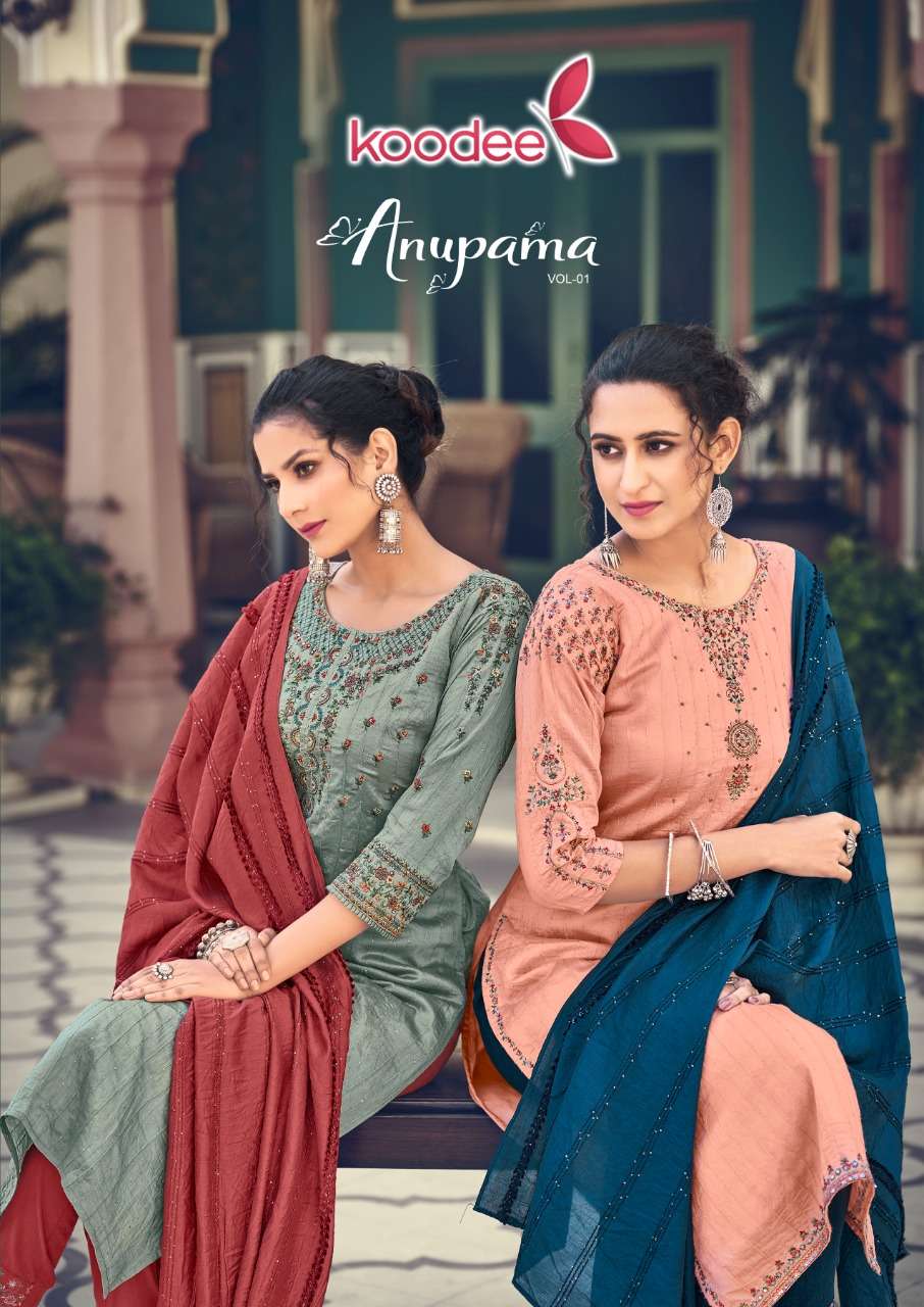 ANUPAMA VOL-1 BY KOODEE 6025 TO 6030 SERIES VISCOSE DRESSES