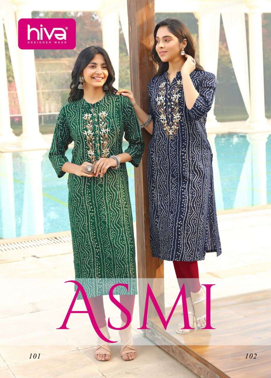 ASMI BY HIVA 101 TO 106 SERIES DESIGNER RAYON KURTIS