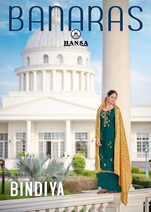 BANARAS BINDIYA BY HANSA PRINTS 2301 TO 2305 SERIES SATIN GEORGETTE DRESSES