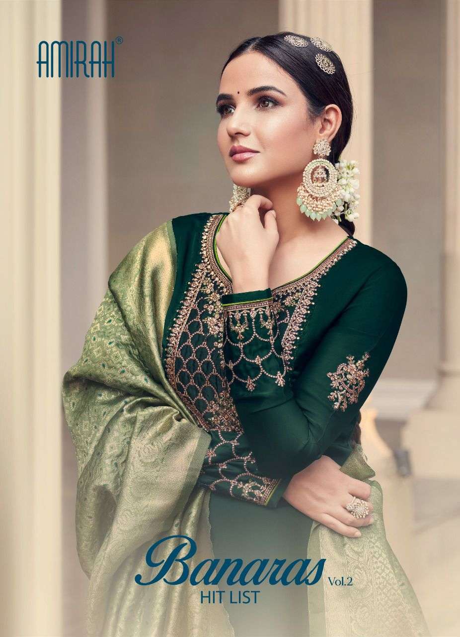 BANARAS VOL-2 HIT LIST BY AMIRAH 16012 TO 16015 SERIES SATIN GEORGETTE DRESSES