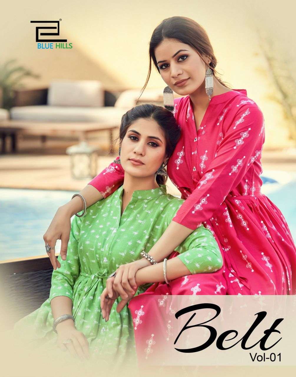 BELT VOL-1 BY BLUE HILLS 1001 TO 1008 SERIES DESIGNER RAYON KURTIS