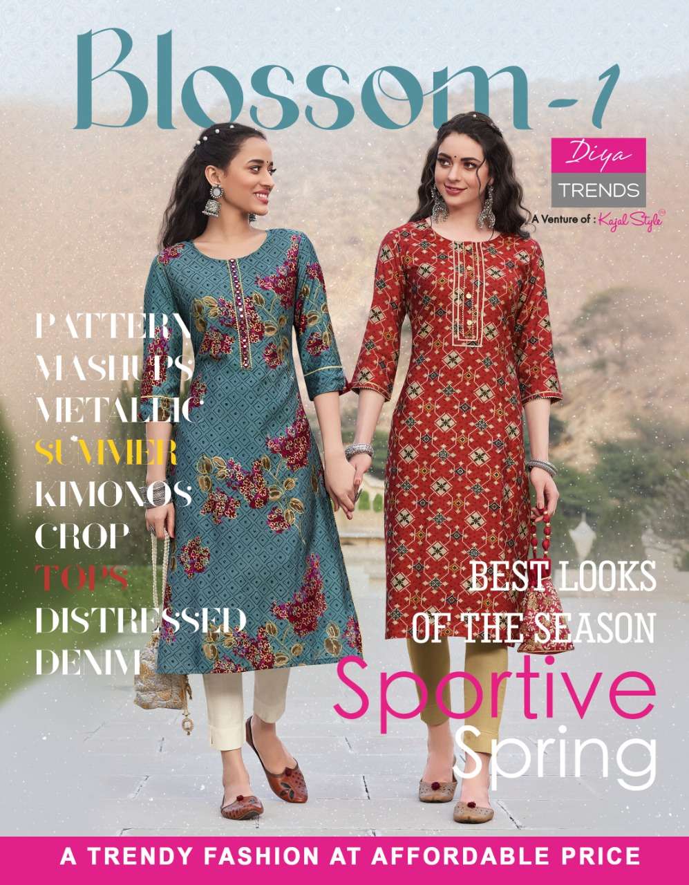 BLOSSOM VOL-1 BY DIYA TRENDS 1001 TO 1011 SERIES DESIGNER KURTIS WITH PANT