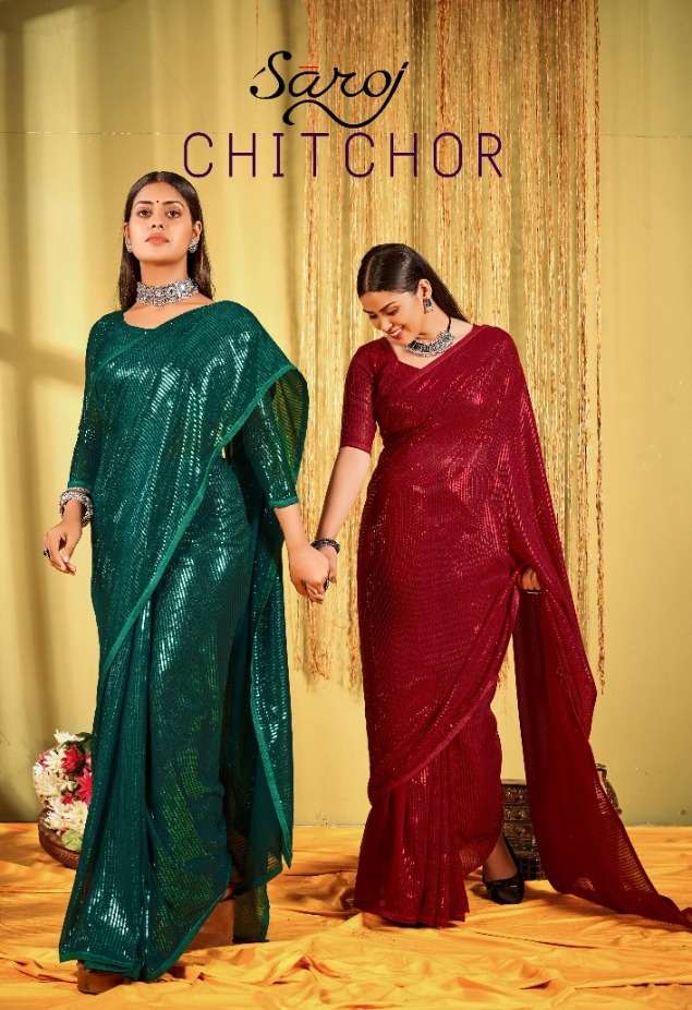 CHITCHOR BY SAROJ 1001 TO 1006 SERIES DESIGNER GEORGETTE SAREES