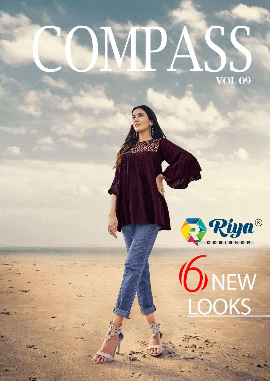 COMPASS VOL-9 BY RIYA DESIGNER 9001 TO 9006 SERIES RAYON CASUAL WEAR TOPS