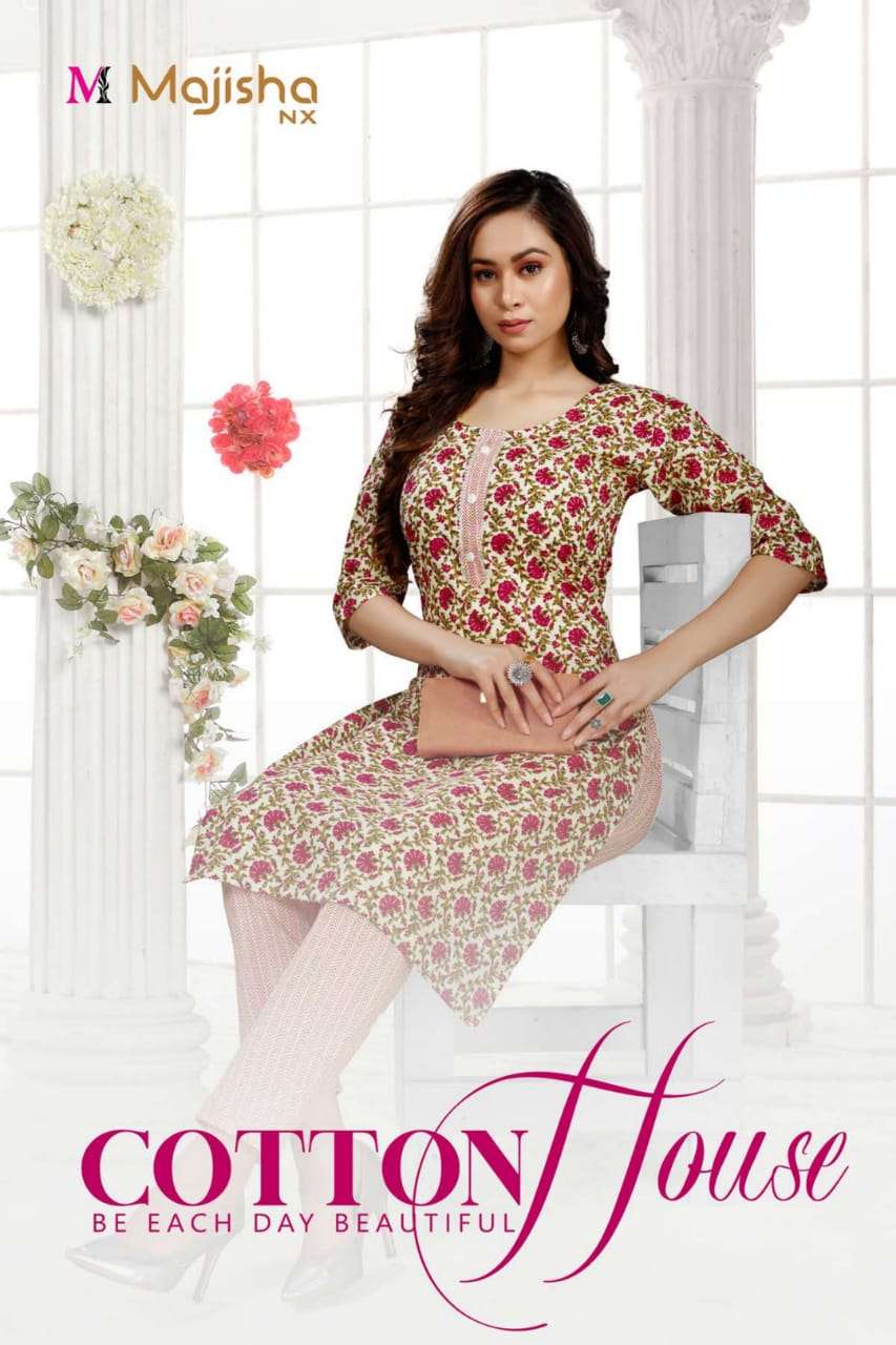 COTTON HOUSE BY MAJISHA NX 1001 TO 1008 SERIES DESIGNER COTTON KURTIS WITH PANTS