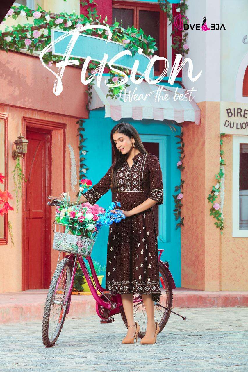 FUSION BY DVEEJA 101 TO 108 SERIES DESIGNER RAYON KURTIS