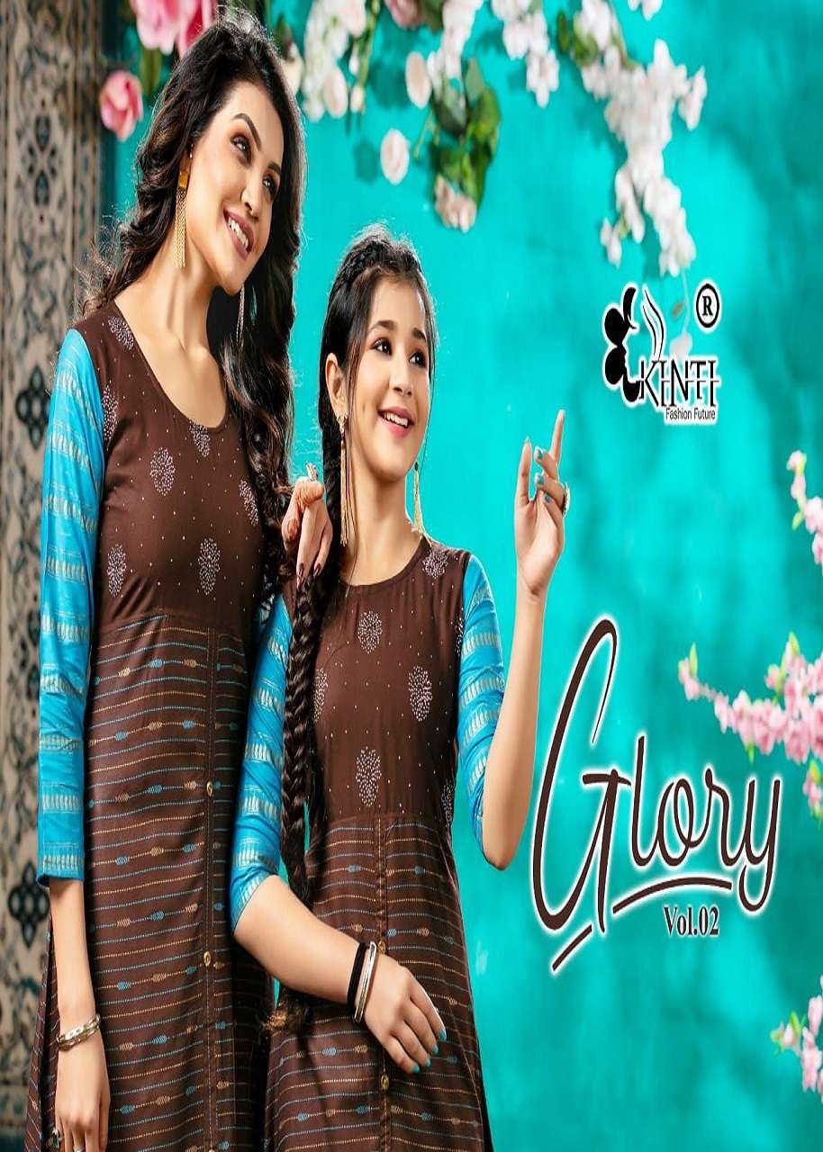 GLORY VOL-2 BY KINTI 201 TO 208 SERIES RAYON MOTHER & DAUGHTER KURTIS