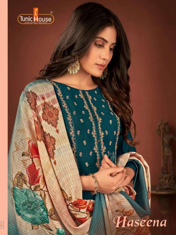 HASEENA BY TUNIC HOUSE 14001 TO 14005 SERIES DESIGNER SILK DRESSES