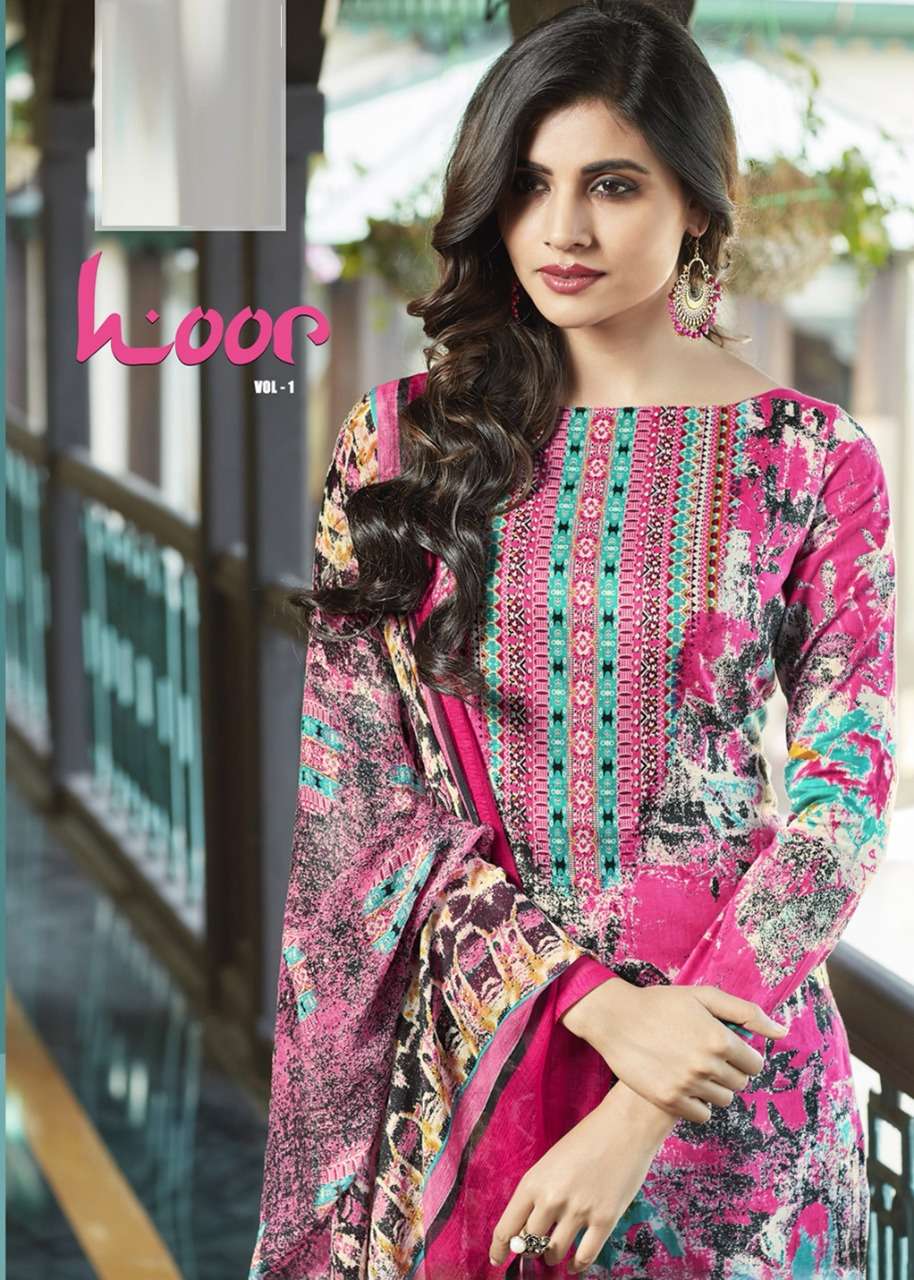 HOOR VOL-1 BY LAKHANI COTTONS 9001 TO 9012 SERIES KARACHI COTTON DRESSES