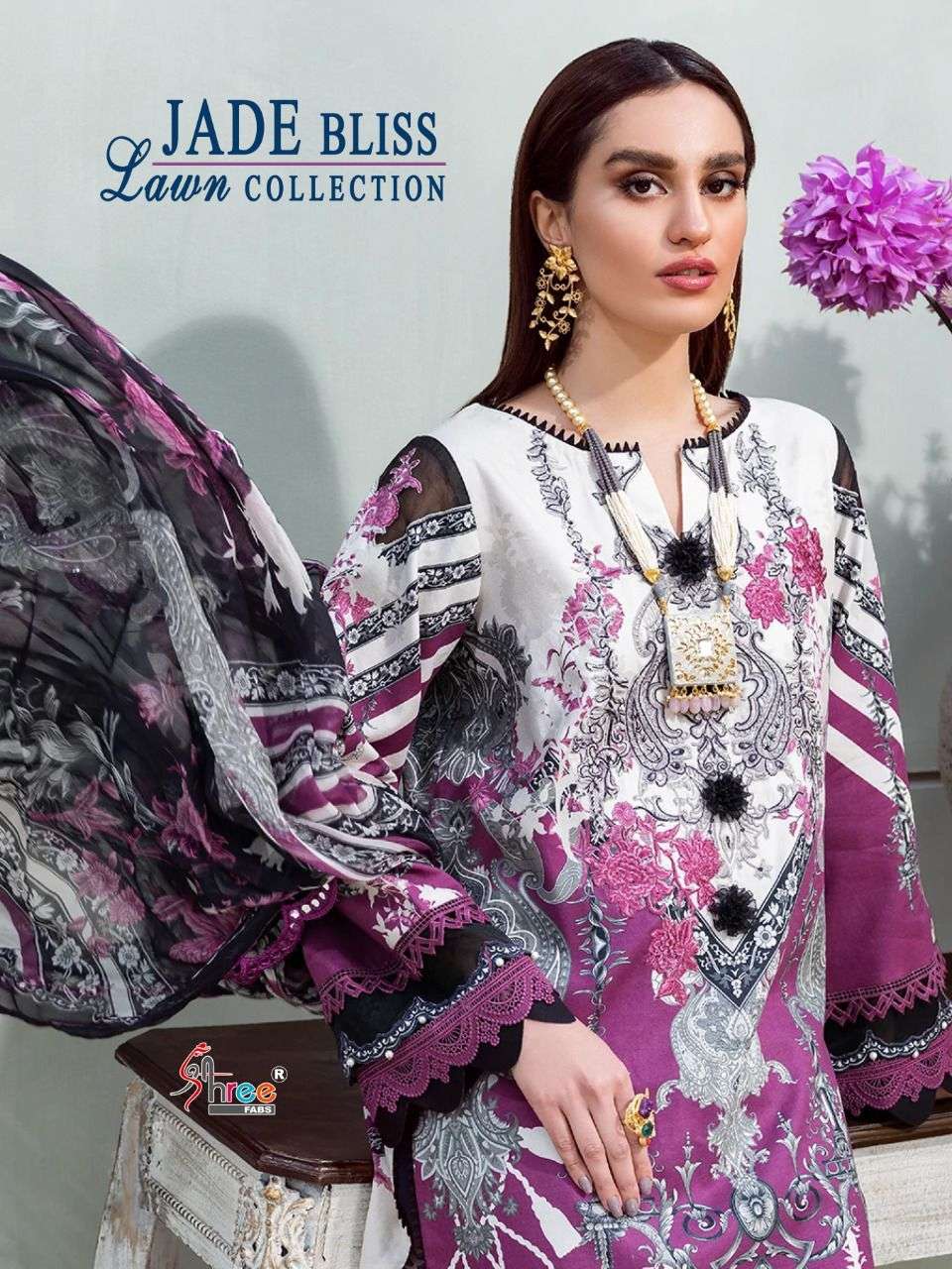 JADE BLISS LAWN COLLECTION BY SHREE FABS 2111 TO 2118 SERIES PAKISTANI COTTON DRESSES