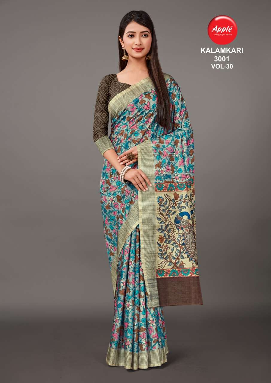 KALAMKARI VOL-30 BY APPLE 3001 TO 3008 SERIES DESIGNER SAREES