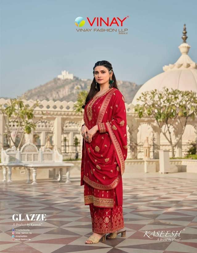 KASEESH GLAZZE BY VINAY FASHION 16891 TO 16897 SERIES DOLA JACQUARD DRESSES