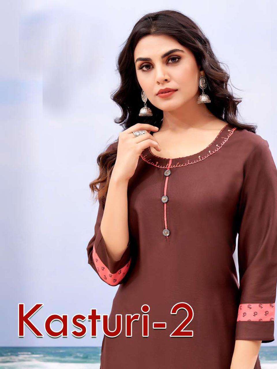 KASTURI VOL-2 BY ASLIWHOLESALE 1001 TO 1008 SERIES DESIGNER RAYON KURTIS WITH SKIRTS