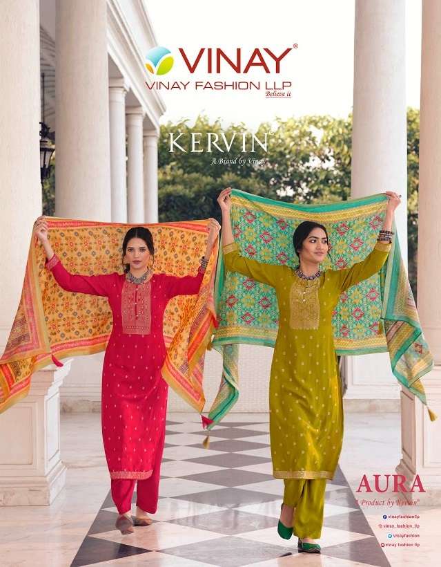 KERVIN AURA BY VINAY FASHION 17071 TO 17077 SERIES SILK JACQUARD DRESSES