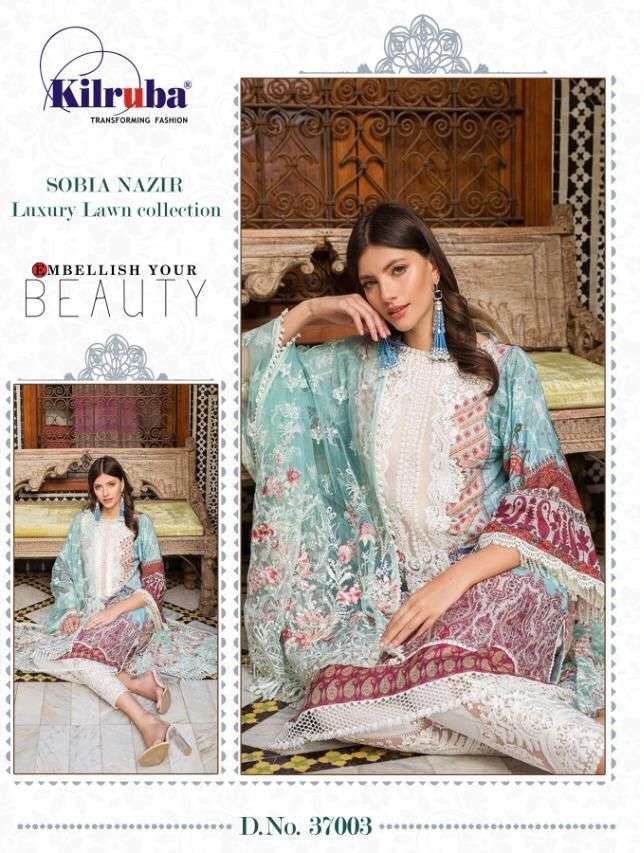 KILRUBA D NO 37003 AND 37004 HIT DESIGN BY KILRUBA LUXURY LAWN PAKISTANI DRESSES