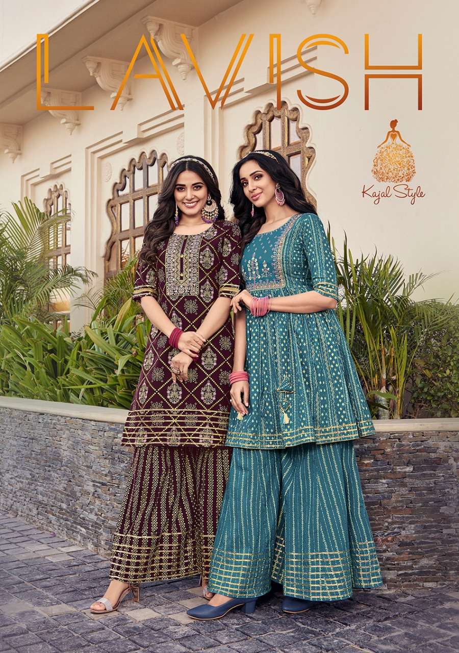 LAVISH BY KAJAL STYLE 1001 TO 1008 SERIES COTTON EMBROIDERED KURTIS WITH PLAZZO