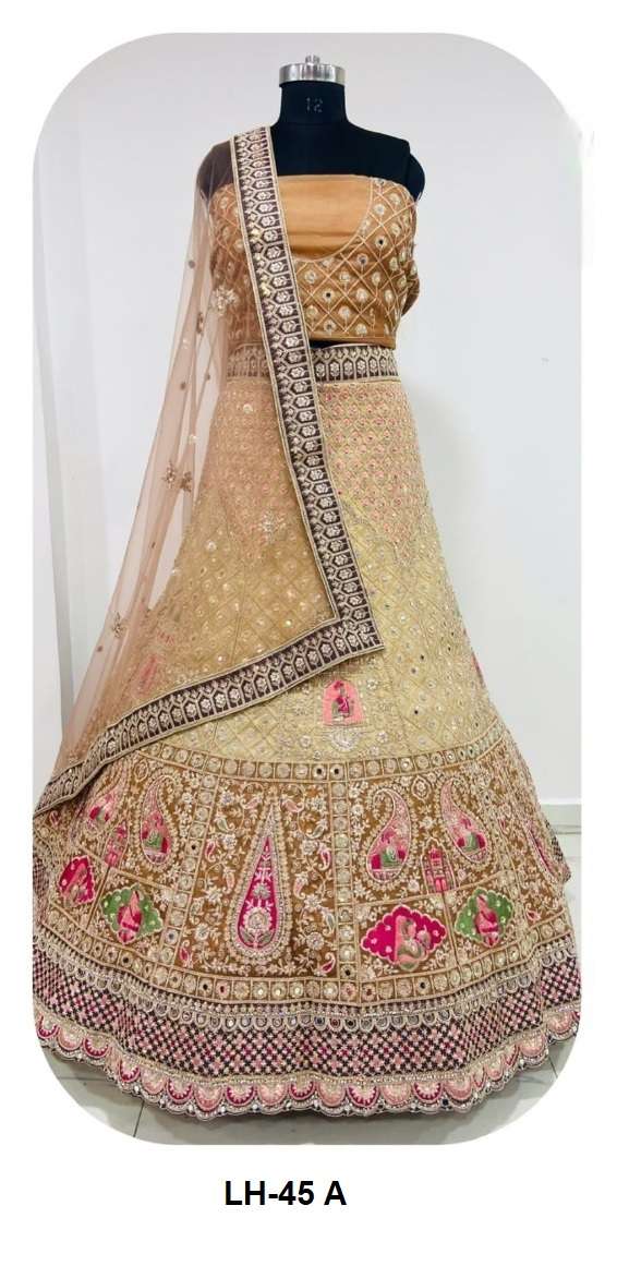 LH-45 COLOURS BY ASLIWHOLESALE HEAVY DESIGNER ORGANZA BRIDAL LEHENGAS