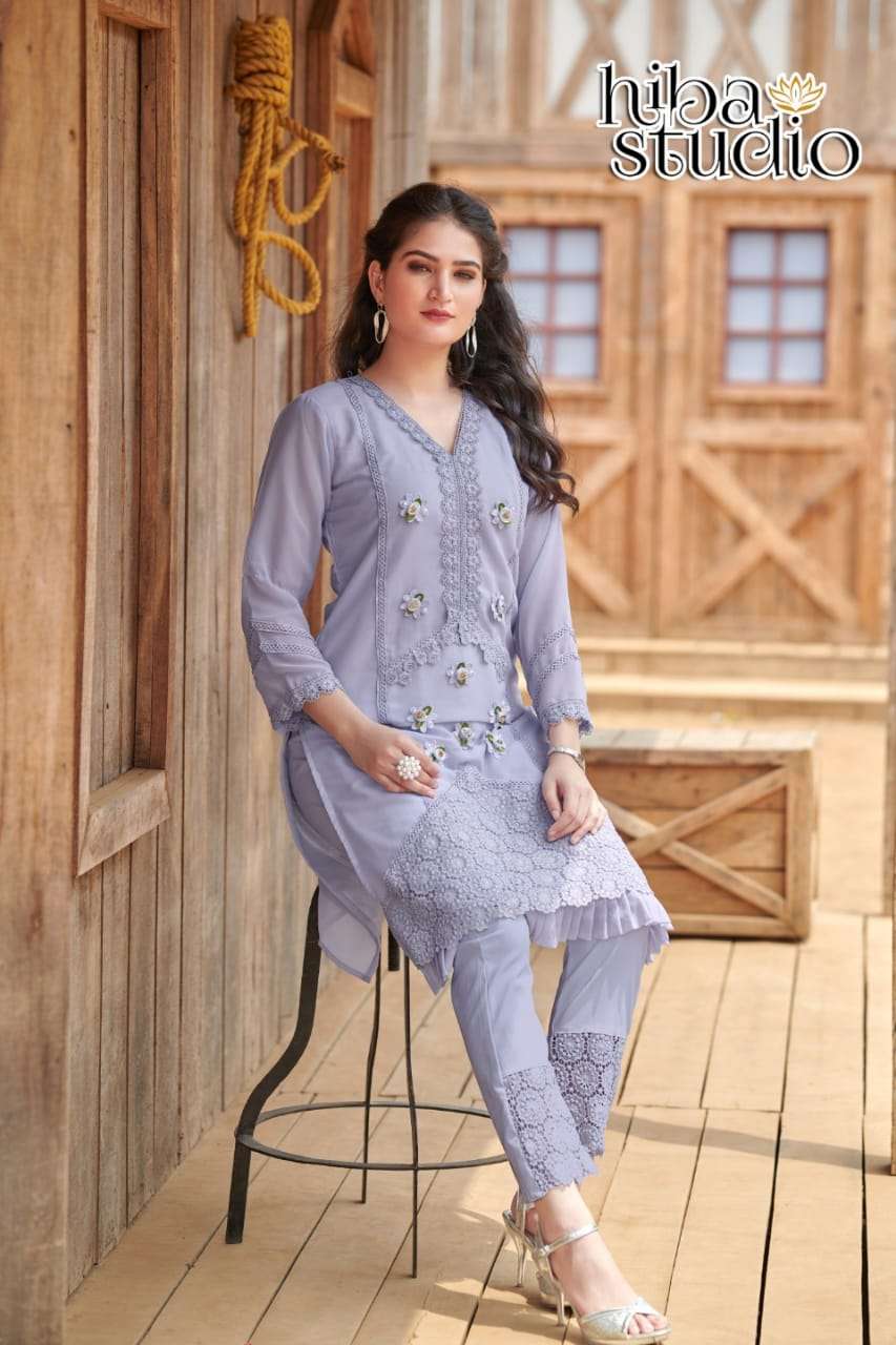 LUXURY PRET COLLECTION VOL-45 BY HIBA STUDIO GEORGETTE TUNICS WITH PANT