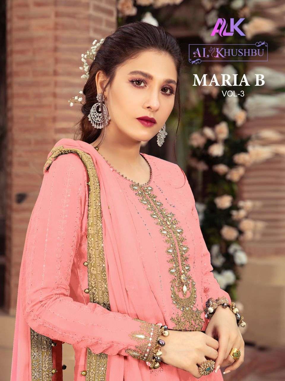 MARIA B VOL-3 BY AL KHUSHBU 142-G TO 142-K SERIES GEORGETTE EMBROIDERED DRESSES