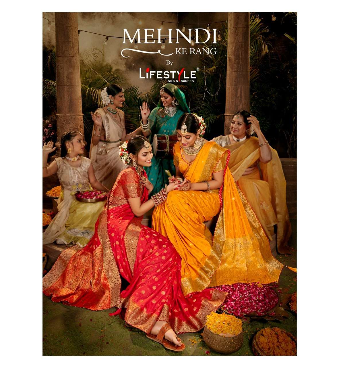 MEHNDI KE RANG BY LIFESTYLE 80981 TO 80986 SERIES DESIGNER SAREES