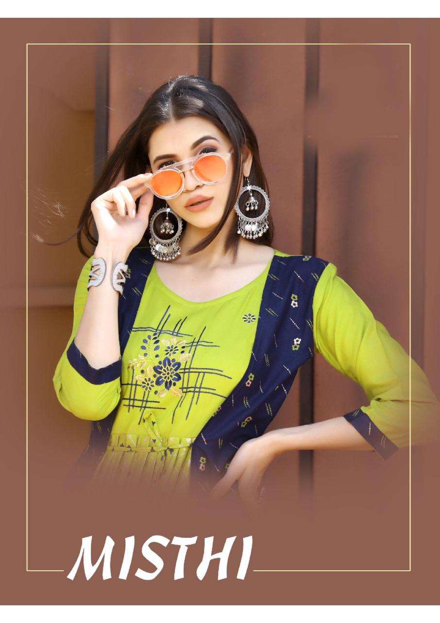 MISTHI BY ASLIWHOLESALE 1001 TO 1007 SERIES DESIGNER RAYON KURTIS