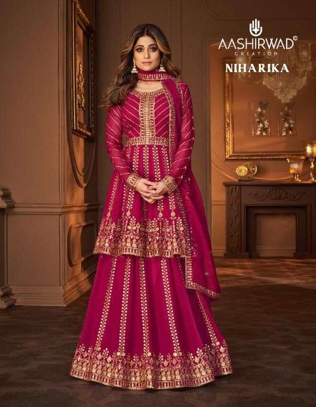 NIHARIKA BY AASHIRWAD CREATION 9121 TO 9125 SERIES DESIGNER GEORGETTE DRESSES