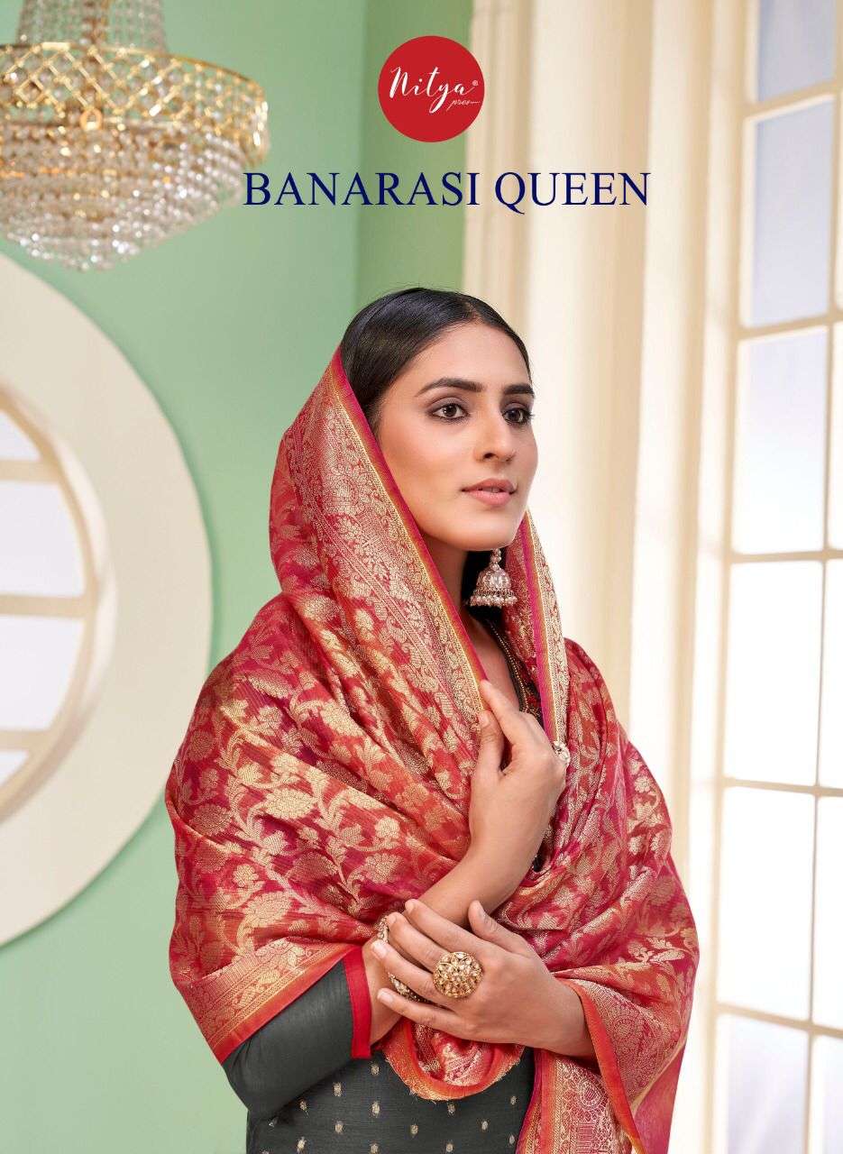 NITYA BANARASI QUEEN BY LT FABRICS 01 TO 12 SERIES EMBROIDERED DRESSES