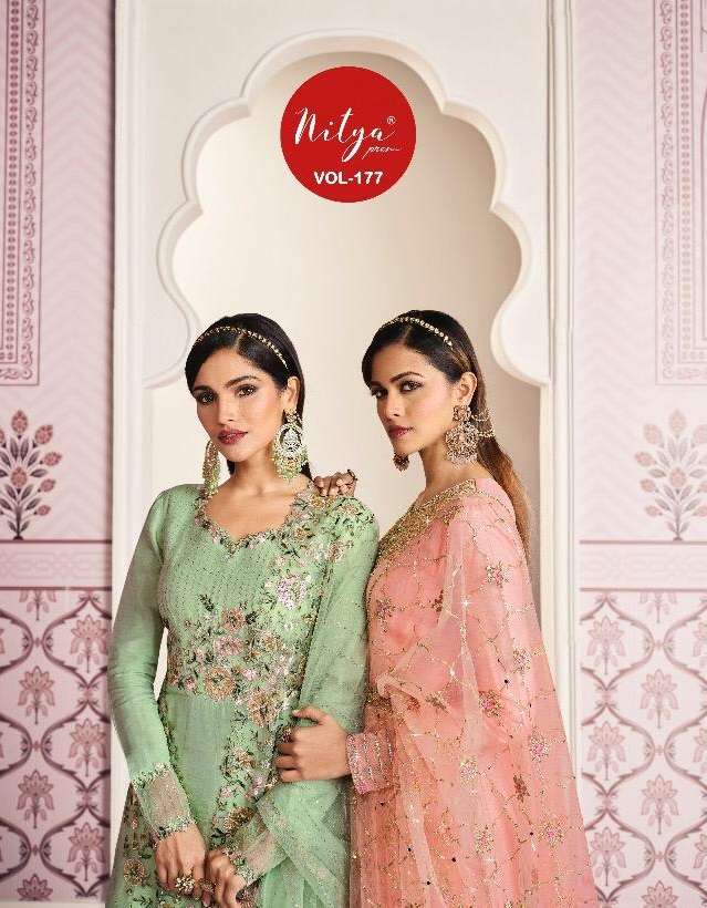 NITYA VOL-177 BY LT FABRICS 77001 TO 77006 SERIES RUSSIAN SILK DRESSES