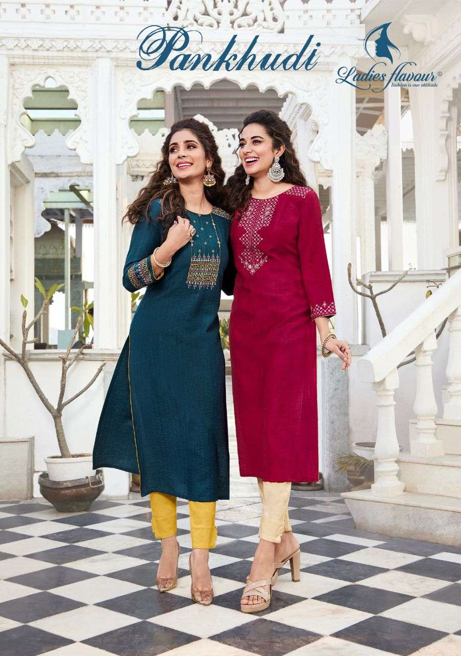 PANKHUDI BY LADIES FLAVOUR 6001 TO 6006 SERIES DESIGNER VISCOSE KURTIS