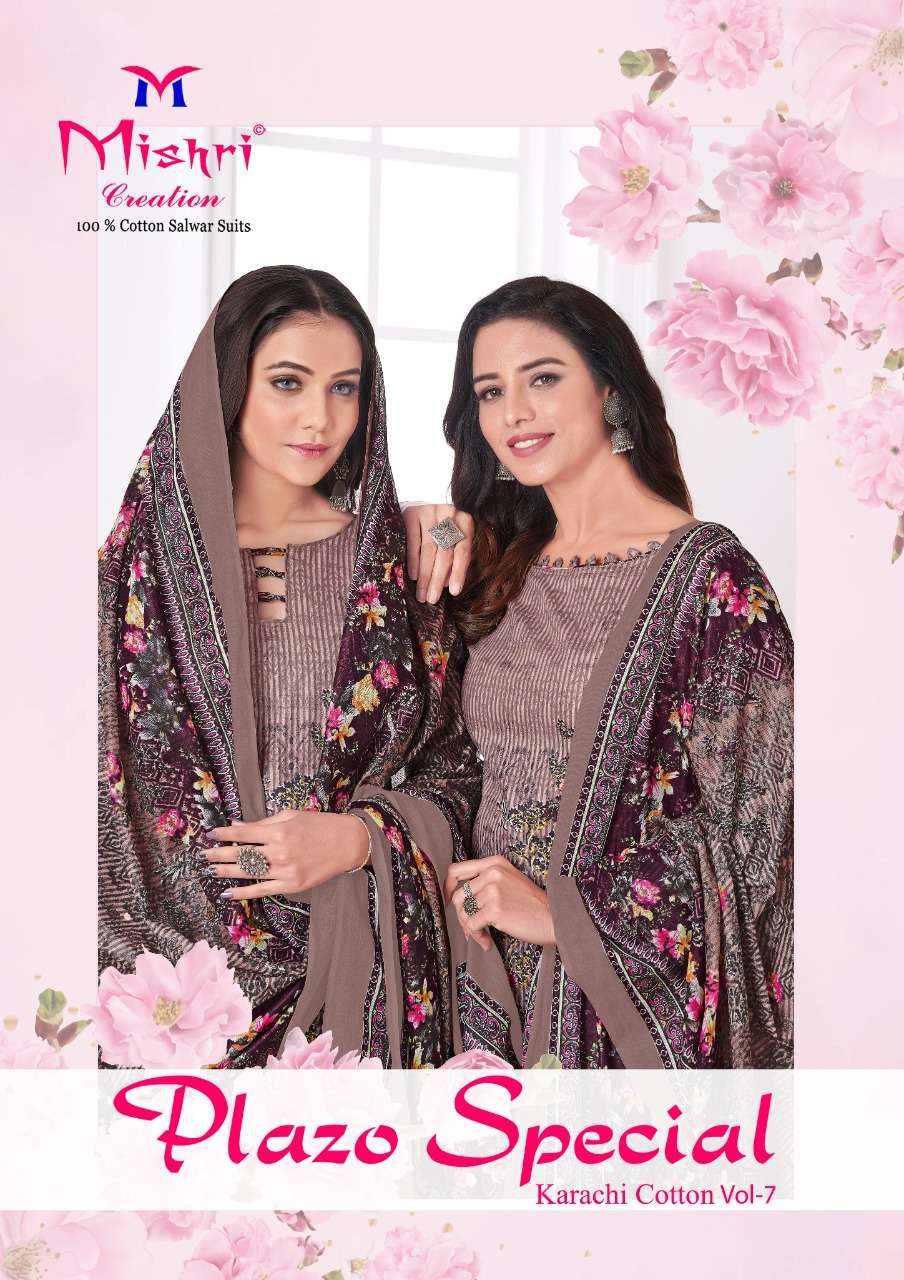 PLAZO SPECIAL VOL-7 BY MISHRI CREATION 7001 TO 7010 SERIES DESIGNER COTTON DRESSES