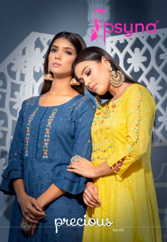 PRECIOUS VOL-4 BY PSYNA 4001 TO 4006 SERIES DESIGNER COTTON GOWNS