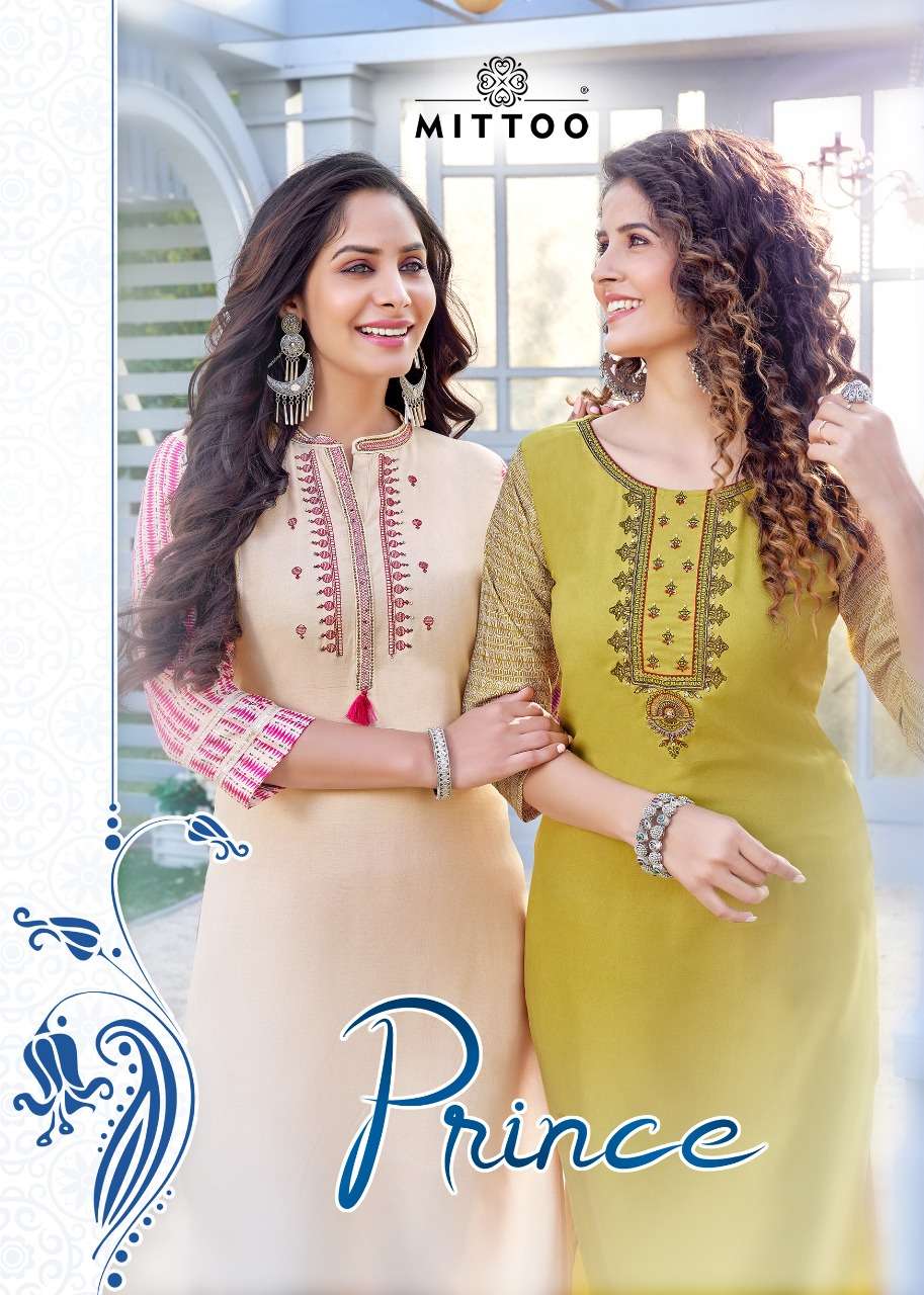 PRINCE BY MITTOO 1057 TO 1062 SERIES RAYON EMBROIDERED KURTI