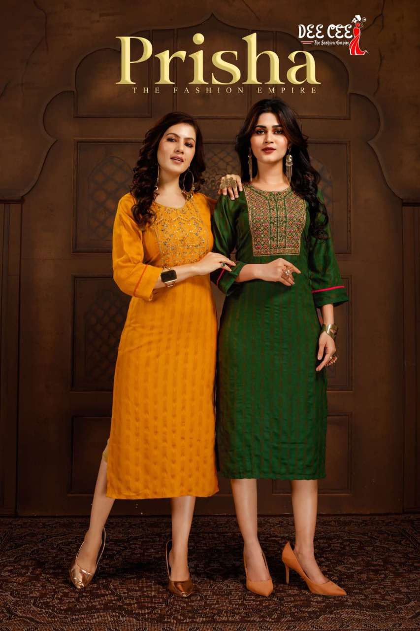 PRISHA BY DEE CEE 1658 TO 1665 SERIES DESIGNER RAYON KURTIS