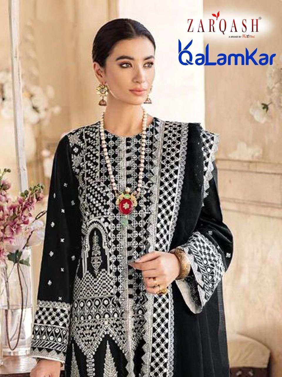 QALAMKAR BY ZARQASH Z-2054-A TO Z-2054-E SERIES FAUX GEORGETTE DRESSES