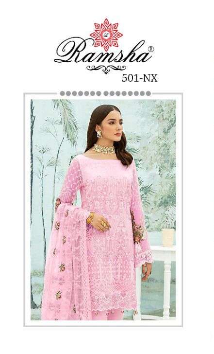 RAMSHA 501 NX BY RAMSHA 501-A TO 501-D SERIES DESIGNER GEORGETTE PAKISTANI DRESSES