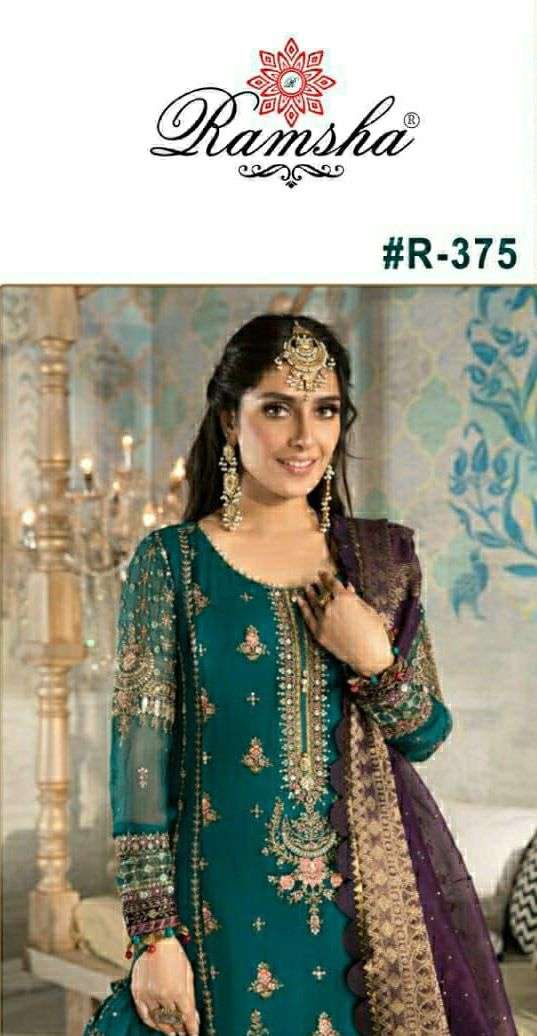 RAMSHA R-375 HIT DESIGN BY RAMSHA DESIGNER GEORGETTE PAKISTANI DRESSES