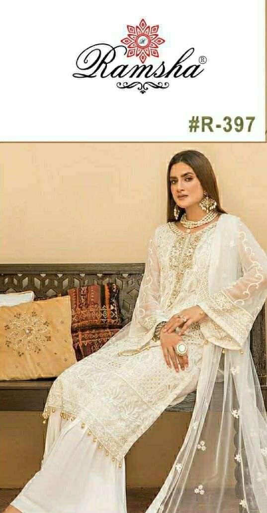 RAMSHA R-397 HIT DESIGN BY RAMSHA GEORGETTE EMBROIDERED PAKISTANI DRESS