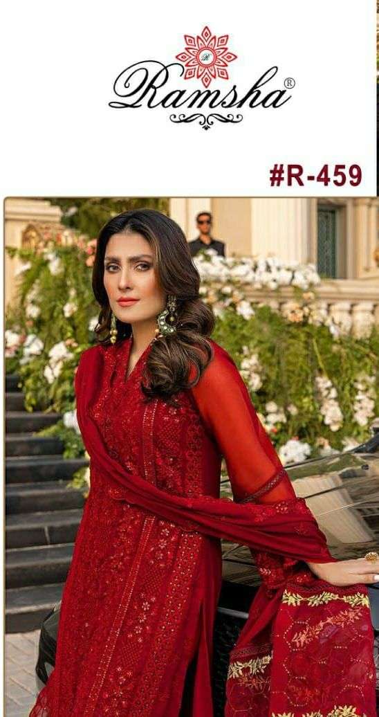 RAMSHA R-459 HIT DESIGN BY RAMSHA DESIGNER GEORGETTE PAKISTANI DRESSES