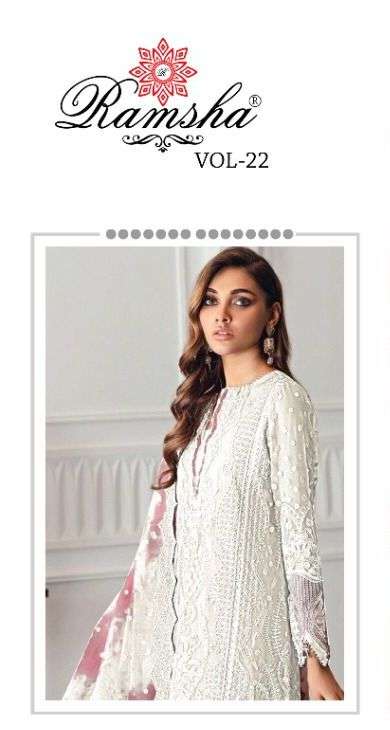 RAMSHA VOL-22 BY RAMSHA 502-A TO 502-D SERIES DESIGNER GEORGETTE PAKISTANI DRESSES